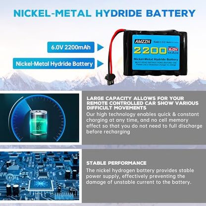 7.2V 2200mah AA NiMH Battery with SM-2P Plug and USB Charging Cable for Huina 1550 550 RC Excavator, Car, Truck, Engineering Vehicle, TR-211 RC Toy Car Battery