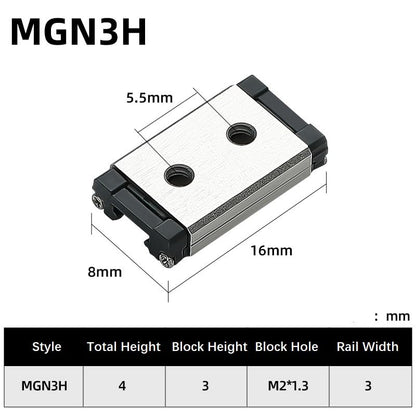 MGN3 Linear Rail 80mm 3.15" 2PCS MGN3 Miniature Linear Motion Slide Rail + 2PCS MGN3H 3mm Linear Sliding Bearing Carriage Block Black for 3D Printer and CNC Machine - size: L: 80mm / 3.15 inch, style: MGN3 Rail + H Block