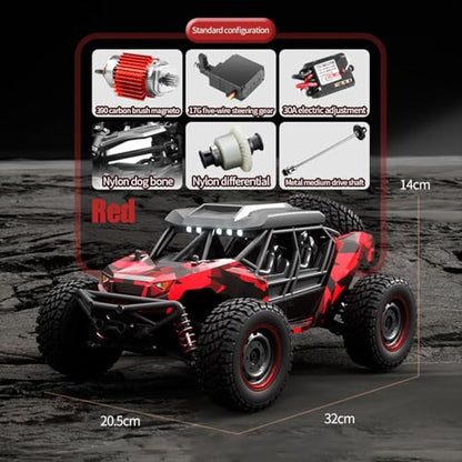 Scy 16106 1/16 Remote Control Off-Road Car AWD Rc Electric Desert Truck Light System Charging Protection Rc390 Motor 30A Esc Hobby Grade Model for Adult Hobby(Red) - color: Red