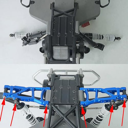4PCS Aluminum Front & Rear Suspension A-Arms Set Alloy Front Lower Swing Arm Kits Replacement for 1/10 Traxxa Slash 2WD RC Short Course Truck Upgrade Parts