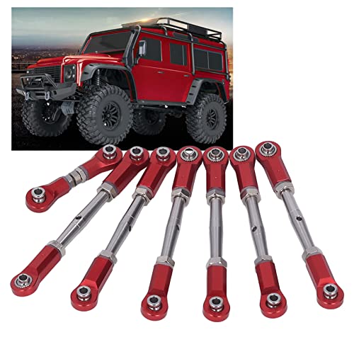 7PCS Adjustable Links Set for Slash Rustler - RC Accessories - 1/10 RC Car Adjustable Steering Linkage Kit with 87-103mm Links (Red) - color: Red