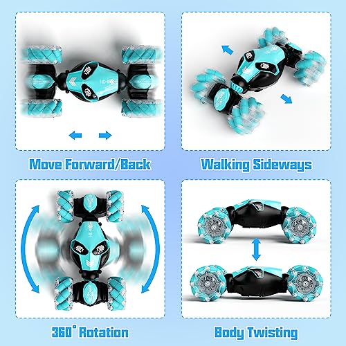 Remote Control Car Gesture Sensor RC Stunt Cars Toys Gifts for Kids | 2.4GHz 4WD Rc Car, Double Sided, 360° Flips Off Road Vehicle, Toy with Lights/Music