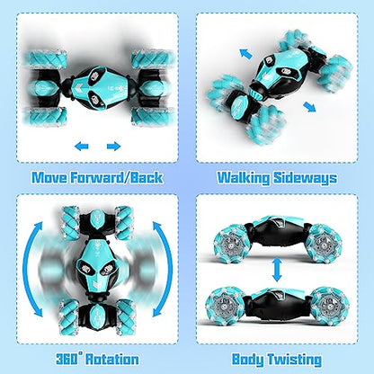 Remote Control Car Gesture Sensor RC Stunt Cars Toys Gifts for Kids | 2.4GHz 4WD Rc Car, Double Sided, 360° Flips Off Road Vehicle, Toy with Lights/Music