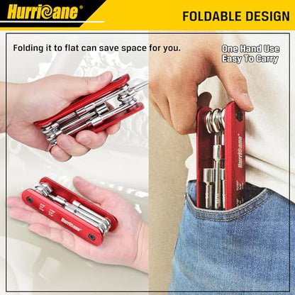 HURRICANE 6 in 1 Folding Nut Driver Set SAE, Hex Nut Driver Set, Cr-V Steel Shank. Premium Portable Premium Aluminum Handle. Easy to Carry Out, 3/16, 1/4, 5/16, 11/32, 3/8, 7/16 inch - size: 4.8mm, 6.4mm, 7.9mm, 8.7mm, 9.5mm, 11.1mm