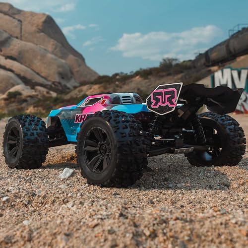 ARRMA RC Truck 1/8 KRATON 4X4 6S BLX BRUSHLESS V6 Speed Truck RTR (Lipo Battery and Charger Not Included) (Blue/Pink), ARA8608V6T2 - color: Blue/Pink