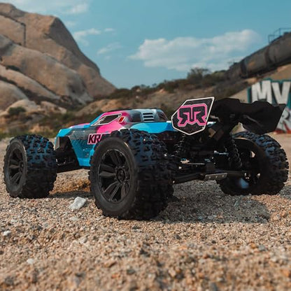 ARRMA RC Truck 1/8 KRATON 4X4 6S BLX BRUSHLESS V6 Speed Truck RTR (Lipo Battery and Charger Not Included) (Blue/Pink), ARA8608V6T2 - color: Blue/Pink