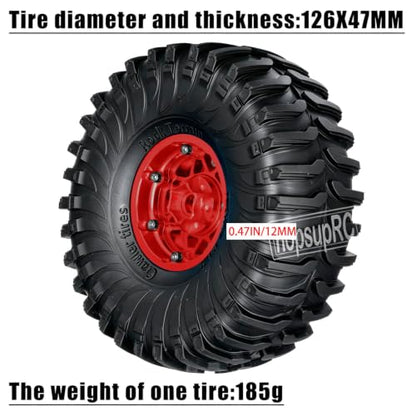 1.9 RC Wheels and Tires for 1/10 SCX10 90046 AXI03007 TRX4 TRX6 VS4-10 Gen7 Gen8 MST CFX D90.Aluminium RC Truck Tires Highway Tires 1.9" RC Wheels 1.9 Beadlock Wheel Rim RC Tires,Red - color: Red(1.9tires)