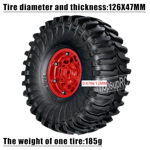 1.9 RC Wheels and Tires for 1/10 SCX10 90046 AXI03007 TRX4 TRX6 VS4-10 Gen7 Gen8 MST CFX D90.Aluminium RC Truck Tires Highway Tires 1.9" RC Wheels 1.9 Beadlock Wheel Rim RC Tires,Red - color: Red(1.9tires)