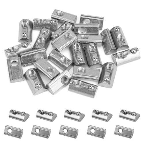 30pcs M5 Half-Roll Spring T-Nuts for 2020 Aluminum Extrusion | European standard spring T-nut. Silver nickel-plated carbon steel construction. For 3D printers, CNC, laser engravers - size: 30pcs M5 Spring T-Nut
