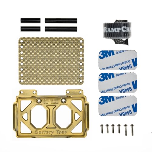 Battery Tray & ESC Receiver Tray, Double Decker Plate for 1/18 RC Crawler TRX4M, Gold - color: Gold