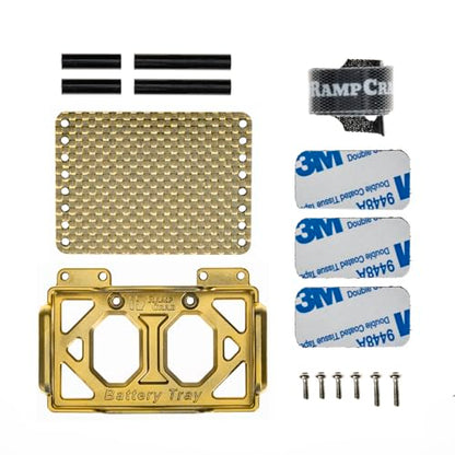 Battery Tray & ESC Receiver Tray, Double Decker Plate for 1/18 RC Crawler TRX4M, Gold - color: Gold