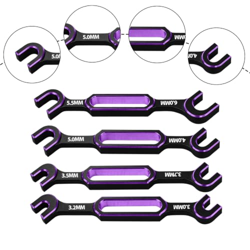 Multifunction RC Shock Absorber Plier with 4PCS Wrench 3.0/3.2/3.5/3.7/4.0/5.0/5.5/6.0mm Turnbuckle Nut Ball Joint Remover for RC Car Boat Model Repair Tool Kit - color: Black & Purple