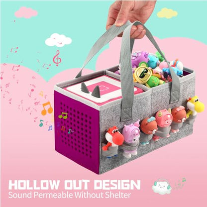 PISOSN Carrying Case for Toniebox Starter Set and Tonies Figurines, Travel Felt Cloth Musical Toy Folding Bag for Toniebox 2 & Accessories (Purple) - color: Purple