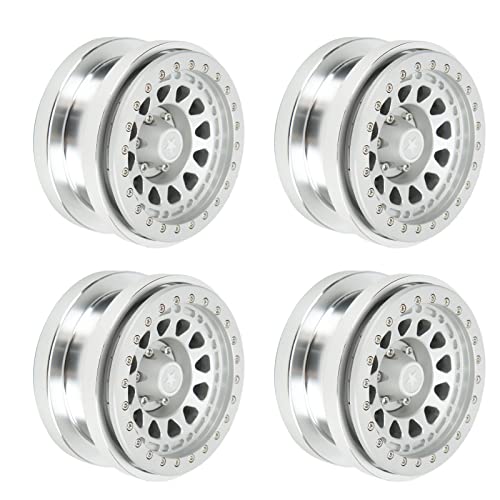 VBESTLIFE 4 PCS 2.9 Inch Wheels 12 Hole Alloy Wheels, 1/6 RC Car Wheels for AXAIL SCX6 1/6 RC Car - color: Silver