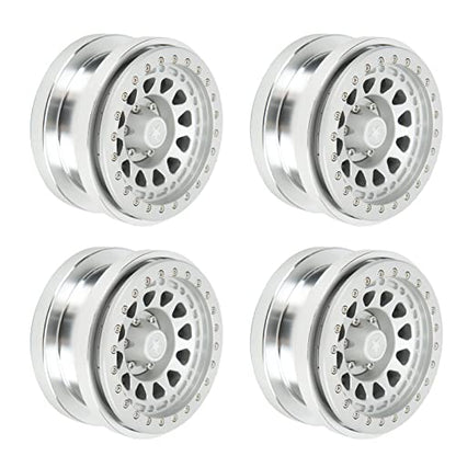 VBESTLIFE 4 PCS 2.9 Inch Wheels 12 Hole Alloy Wheels, 1/6 RC Car Wheels for AXAIL SCX6 1/6 RC Car - color: Silver