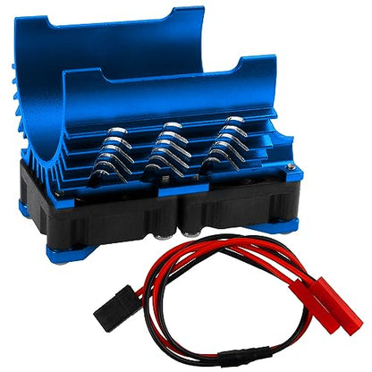 Motor Heatsink Dual Cooling Fan 40-42mm Compatible with 1/7 1/8 Arrma Traxxas RC Car Fit 4068 4074 4082 4268 4274 Motors (Blue) - color: Blue