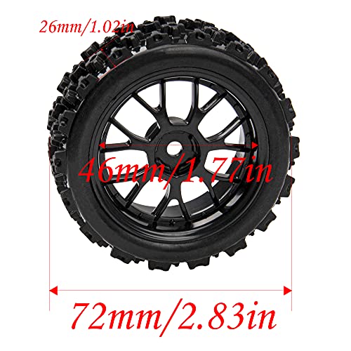 OD 2.83'' 12mm Hex Hub Wheel Rims & Rubber Tires Compatible with Kyosho HSP Tamiya HPI 1/10 1/12 On-Road Touring Car,WLtoys 1/14 144001 Traxxas 1/16 Slash 1/18 A959B RC Buggy,Black