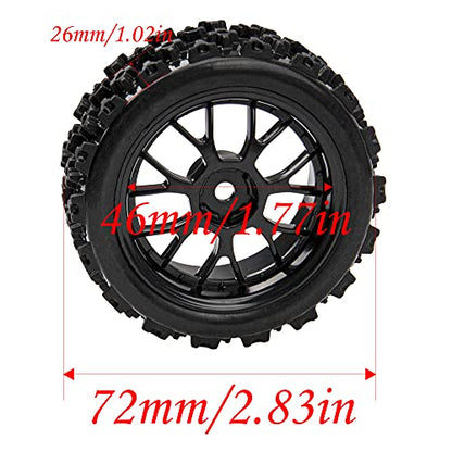OD 2.83'' 12mm Hex Hub Wheel Rims & Rubber Tires Compatible with Kyosho HSP Tamiya HPI 1/10 1/12 On-Road Touring Car,WLtoys 1/14 144001 Traxxas 1/16 Slash 1/18 A959B RC Buggy,Black