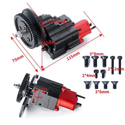 1/10 Benedict Harry 2 Speeds Metal Complete Transmission Case Gearbox with Dig Gear for 1/10 Axial SCX10 RC Crawler Car