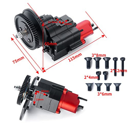 1/10 Benedict Harry 2 Speeds Metal Complete Transmission Case Gearbox with Dig Gear for 1/10 Axial SCX10 RC Crawler Car