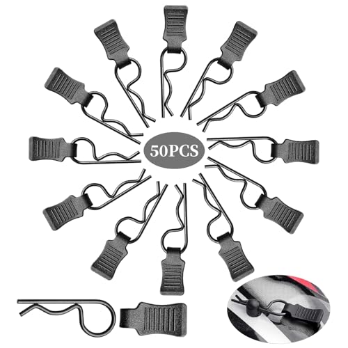 50pcs FriHobby RC Body Clips with Pull Tabs RC Pins Compatible with Slash Arrma Axial SCX10 Redcat Losi Tamiya HPI HSP Himoto 1/8 1/10 1/12 1/14 RC Car (Black) - color: Black