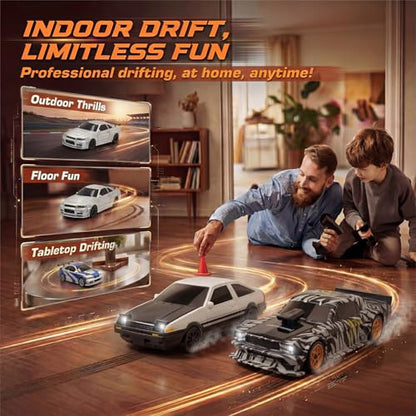 [2026 Upgrade 1/43 Mini RC Drift Car with Gyroscope, 4WD RTR | Gyro Mini Drift RC Car, 1/43 RC Drift Car Toys for Kids Ages 8-14, Birthday Gifts for Boys Girls, 2 Tire Sets, 8 Cones - color: Camouflage