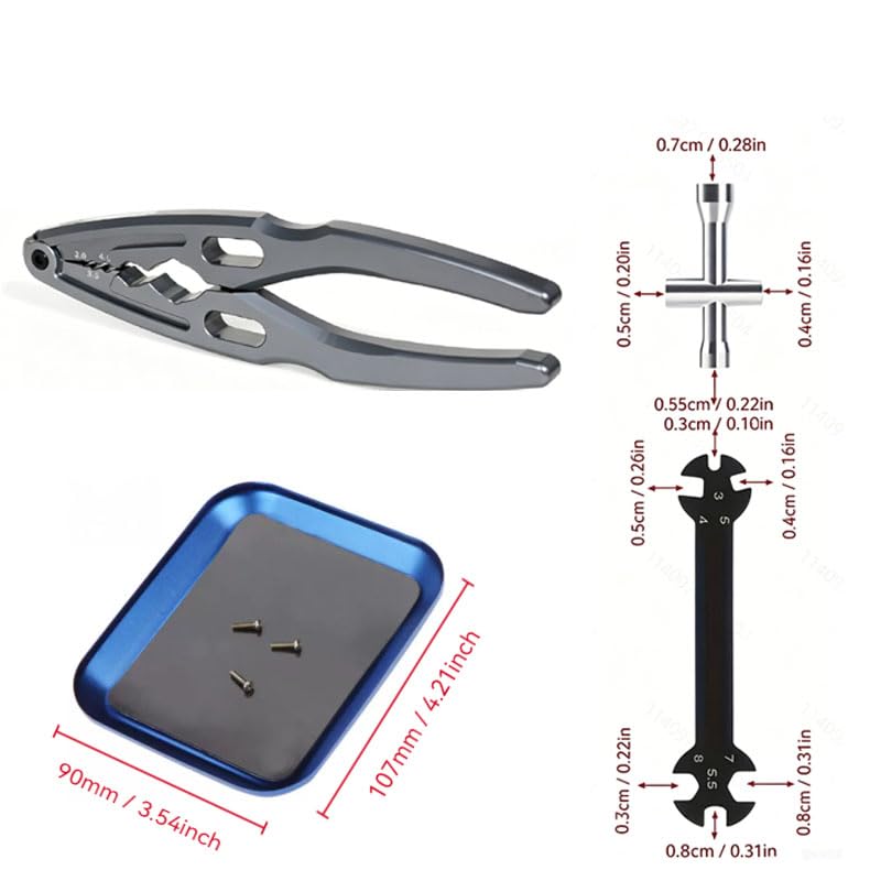 RC Car Repair Tools: Shock Pliers, Repair Pliers, Tie Rod Ball Joint Removal Tool, Repair Screwdriver Set, Small Phillips Socket, Tie Rod Adjustment Wrench, (Gray) (4-Piece Set) - color: 1 Year Ash