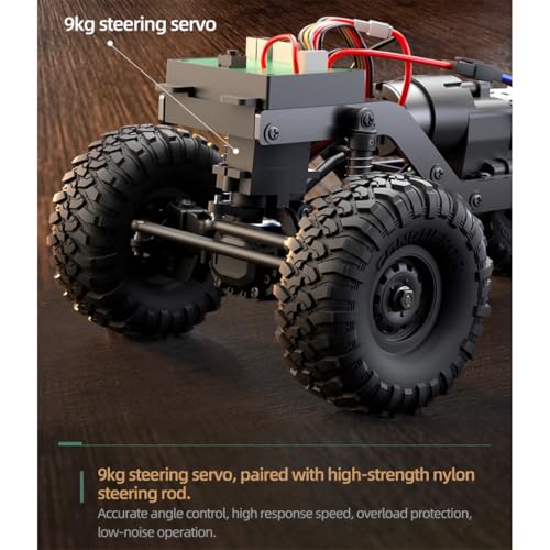 1/16 Scale Full Proportional RC Crawler – 4WD All-Terrain Crawling Off-Road Truck with Metal Chassis and RGB LED Lights, RC Cars for Adults - color: Red