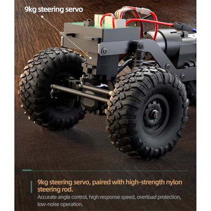 1/16 Scale Full Proportional RC Crawler – 4WD All-Terrain Crawling Off-Road Truck with Metal Chassis and RGB LED Lights, RC Cars for Adults - color: Yellow