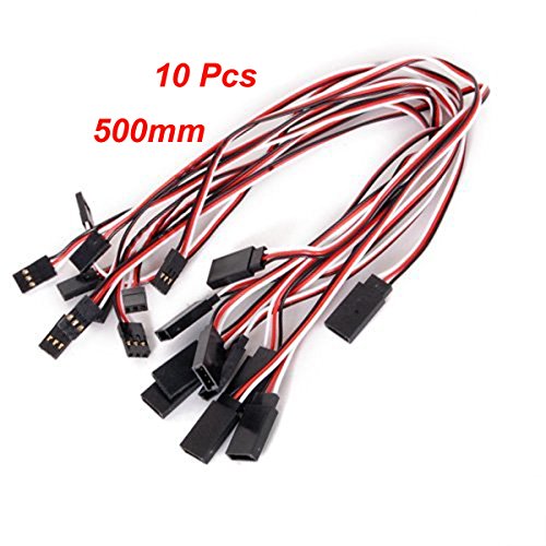 500mm Servo Extension Cable 3 Pin Male to Female Lead Wire for RC Airplane (10Pcs) - color: 10pcs, size: 500mm