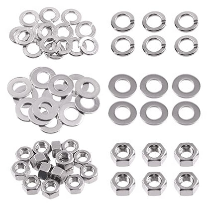 Swpeet 45Pcs SAE 304 Stainless Steel 3/8-16" Hex Nuts and #3/8 Flat Washers with #3/8 Split Lock Washers Assortment Kit, Coarse Thread Hexagon Nut for Home Automotive Shop Use - size: #3/8-16 Hex Nuts & Washers