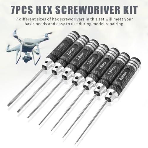 7pcs Precision RC Hex Screwdriver Set 0.9mm-3.0mm RC Tool Kit | Micro Allen Wrenches - Essential Repair Tools for RC Cars and Helicopters & 3D printer
