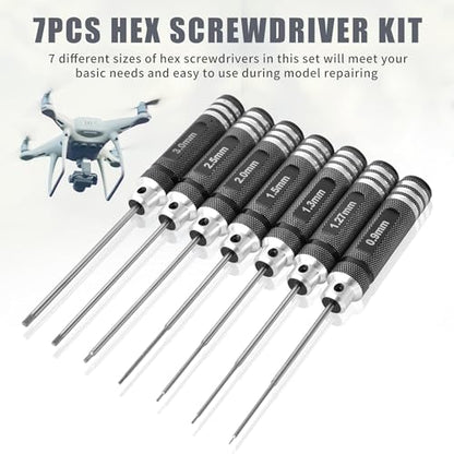 7pcs Precision RC Hex Screwdriver Set 0.9mm-3.0mm RC Tool Kit | Micro Allen Wrenches - Essential Repair Tools for RC Cars and Helicopters & 3D printer