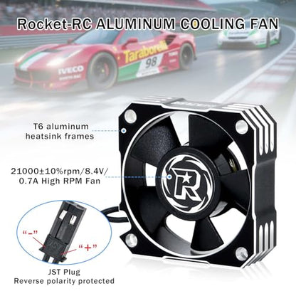 RC Motor Cooling Fan 35mm 21000RPM 8.4V Aluminum RC ESC Motor Cooling Fan for RC Car 1/8 1/10 Scale 3650 3660 3670 Brushless Motor (Black+Silver) - style: 2pack Silver