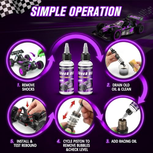 2 Bottles Racing Silicone Shock Oil 40WT 516CST | RC Car Shock Oil for Lubricating R/C Radio Controlled Cars and All Types of Vehicles, RC Shock Oil, Does Not Evaporate
