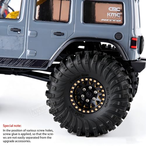 RC Full Brass 1.0 RC Wheel RC Tires for 1/18 1/24 Trx4m Axia l SCX24 RC Crawler,1.0" Beadlock RC Truck Tires and Wheel Highway Tires Wheel Rim,4PCS Style B - style: Style B