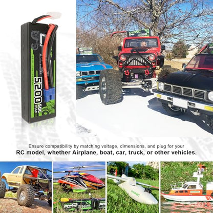 OVONIC Lipo Battery 5200mAh 50C 7.4V 2S RC Battery with EC3 Connector for RC Plane DJI Quadcopter RC Airplane RC Helicopter RC Car Truck Boat 2pcs(with Lipo Voltage Checker)