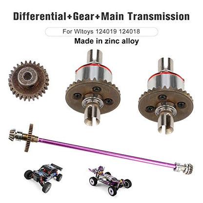 GoolRC Metal Differential Gear Main Transmission Set Replacement for WLtoys 124019 124018 1/12 RC Car