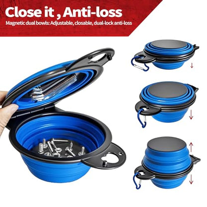 Magnetic Trays, Magnetic Bowl for Screws, Magnetic Tool Tray (blue2.0) | Collapsible Magnetic Tool Tray, Integrated 5.1" Round Dual Silicone Bowls, Upgraded Version, Bonus Hook for On-the-Go Carry - style: blue2.0