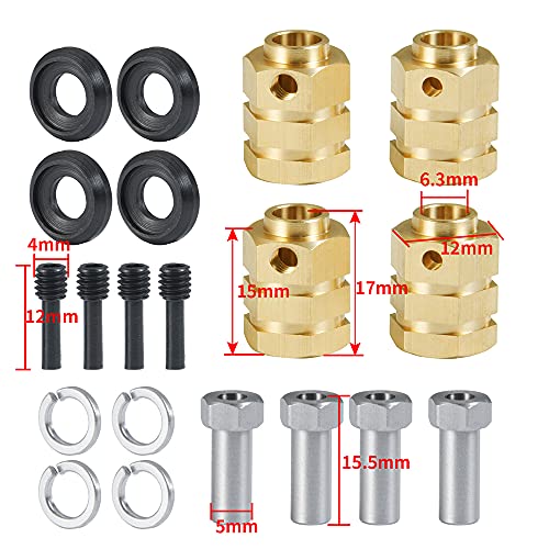 Brass Wheels Spacers +15mm Extension Wheel Hubs Hex for TRX4 1/10 RC Crawler Truck Car