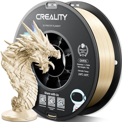 Official CREALITY PETG 3D Printer Filament 1.75mm 1KG Beige | High Precision Strong Toughness, Odorless Better Flow Moistureproof 3D Printing Ender Filament - color: Petg-1kg Beige, size: 1.75 mm