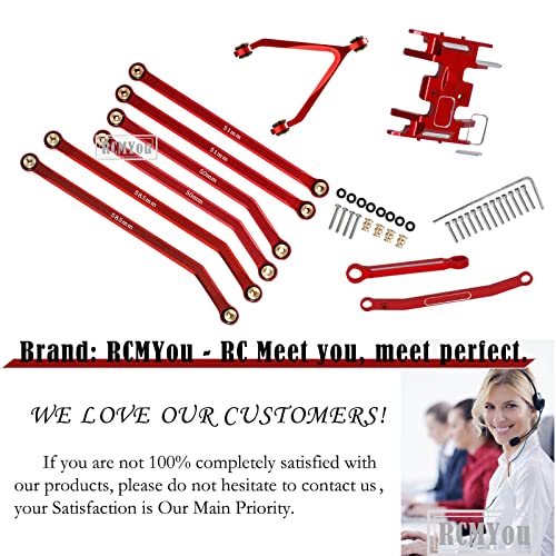 RC Upgrades Part High Clearance Chassis Links & Skid Plate & Steering Rod Tie Links for 1/24 SCX24 Bronco AXI00001 C10 AXI00002 JLU 1/24 RC Crawler（Red）
