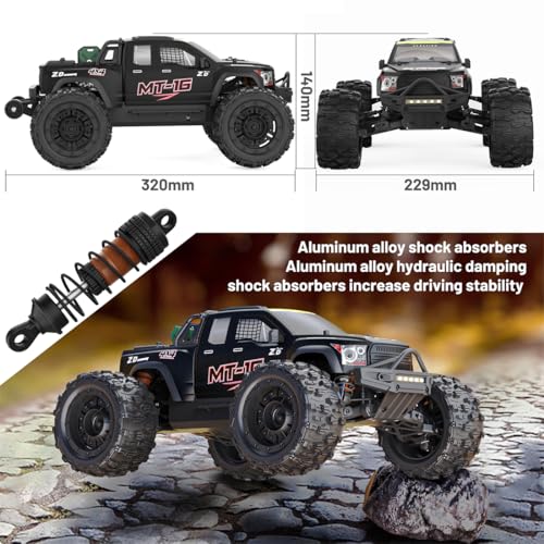 ZD Racing MT-16 1/16 Remote Control Truck Compatible with 3S Batteries, 2.4G Brushless 80KM/H RC Climbing Car Off Road RC Truck Buggy Mini Electric Rock Crawler Gift -RTR - style: ZD Racing MT-16 1/16, Black