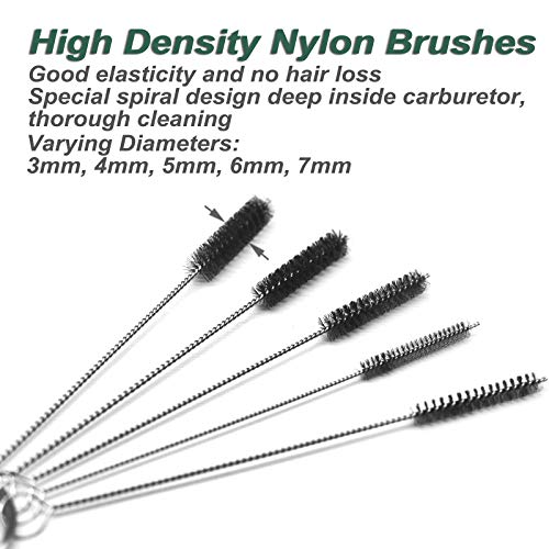 Carburetor Carbon Dirt Jet Remove Cleaner Tool Kit 10 Cleaning Needles with 5 Brushes for Car, Outboard Motor, ATV, Motorcycle Carb Jets