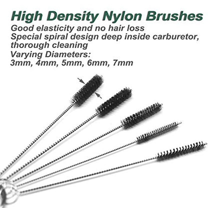 Carburetor Carbon Dirt Jet Remove Cleaner Tool Kit 10 Cleaning Needles with 5 Brushes for Car, Outboard Motor, ATV, Motorcycle Carb Jets