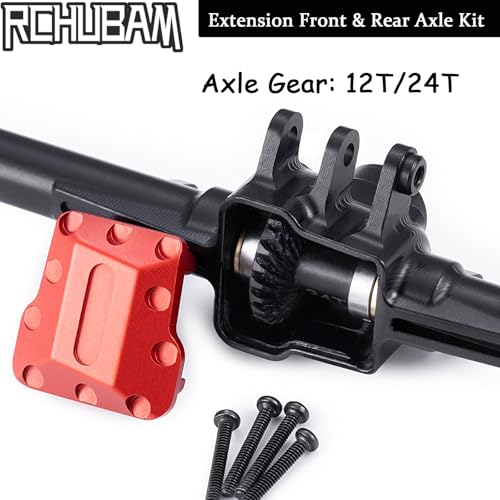 RCHUBAM Front & Rear Axle with Steering Link for TRX4M 1/18 RC Upgrade Part (Extended Axles Set) | Aluminum,Complete Portal Axle Set,CNC Machined - style: Extended Axles Set