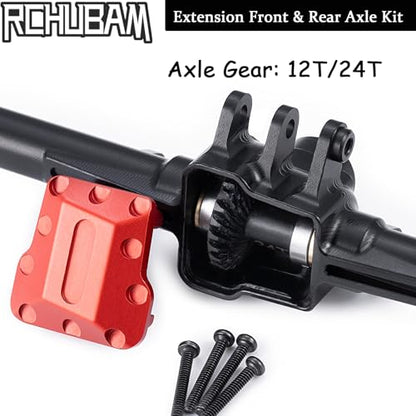 RCHUBAM Front & Rear Axle with Steering Link for TRX4M 1/18 RC Upgrade Part (Extended Axles Set) | Aluminum,Complete Portal Axle Set,CNC Machined - style: Extended Axles Set