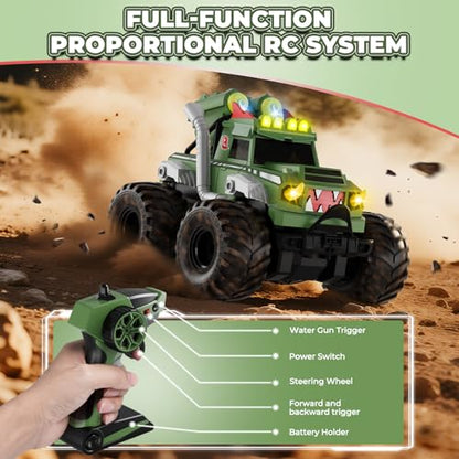 Remote Control Car, Waterproof Monster Truck Toys RC Cars for Boys, 1:18 Amphibious 4WD All Terrain Off-Road Pickup Toy Trucks, Christmas Birthday Gift Boys Girls Kids Ages 6 7 8-12 Years Old - color: Green
