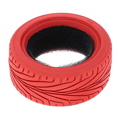 1/10 RC On-Road Car Tyres, 65mm Rubber RC Tire for 1/10 HSP Tamiya HPI Kyosho RC On Road Run-flating Car (Red) - color: Red