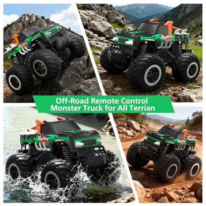 HOMETALL Remote Control Monster Truck Toys - 1:16 Waterproof All Terrain RC Car Fast Remote Control Car with Crashworthy Body, Electric Vehicle Kids Truck Toys for Boys and Girls,Age 6+,Green - color: Green-black